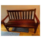 Wooden Slatted Bench with Back Support