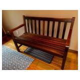 Wooden Slatted Bench with Back Support