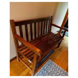 Wooden Slatted Bench with Back Support
