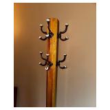Wooden Coat Rack with Iron Hooks