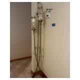 72" Gold Brass Floor Lamp with 3 Glass Shades