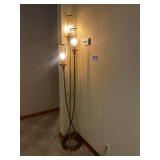 72" Gold Brass Floor Lamp with 3 Glass Shades