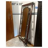 Gently Used 60" x 22" Decorative Standing Mirror with Floral Accents