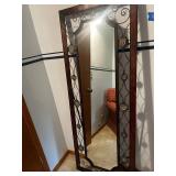 Gently Used 60" x 22" Decorative Standing Mirror with Floral Accents