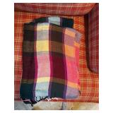 Plaid Armchair with Two Cozy Throw Blankets