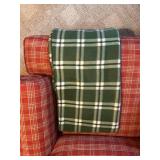 Plaid Armchair with Two Cozy Throw Blankets