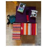 Assorted Items: Meditation Book, Mini Tripod, TEK Pouch, and Decorative Boxes