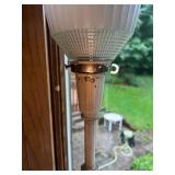 Antique Metal Floor Lamp with Frosted Glass Shade