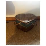 Vintage Heart-Shaped Wicker Basket with Lid
