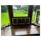 Decorative Metal Scroll Wall Shelf with Floral Photo Frame