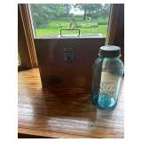 Vintage Perma-File Letter Box and Ball Blue Mason Jar