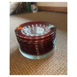 Set of 11 Vintage Ruby Red and Clear Glass Plates