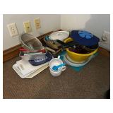 Assorted Kitchenware Collection with Bowls, Mugs, and Utensils