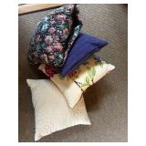 Collection of 5 Decorative Throw Pillows with Floral Designs