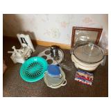Assorted Kitchenware Collection with Glass Bowls, Spiralizer, and Paraffin Wax