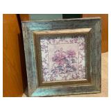 Set of 2 Framed Floral Art Prints with Rustic Wood Frames