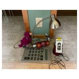 Mixed Office Supplies with Electronics and Decor Lot with Plush Toy and Umbrella