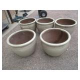 (5) 14" Stoneware Flower Pots