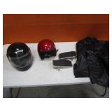 Motorcycle Foot Boards, Helmets, Leather Jacket