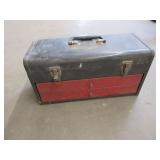 GRAY METAL TOOL BOX FILLED WITH TOOLS