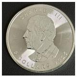 2025 Canadian Silver Maple Leaf Coin Featuring Charles III