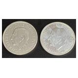 Two 2024 Charles III Britannia 1 oz Silver Bullion Coins