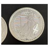 Two 2024 Charles III Britannia 1 oz Silver Bullion Coins