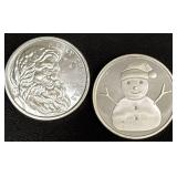 1 oz .999 Fine Silver Rounds Featuring Holiday and Emoji Designs, 2024