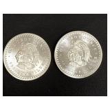 Two 1-Troy-Ounce .999 Fine Silver Rounds with Aztec Calendar Design