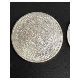 Two 1-Troy-Ounce .999 Fine Silver Rounds with Aztec Calendar Design