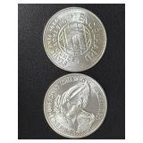 1982 and 1983 Engelhard American Prospector 1 Oz Silver Rounds