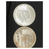Two 1 oz .999 Fine Silver Rounds Featuring Historical Themes