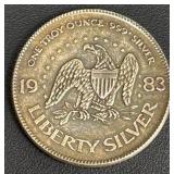 1983 One Troy Ounce Liberty Silver Round â .999 Pure Silver