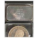 Four Silver Bars and Rounds Featuring Franklin D. Roosevelt and Old Ironside