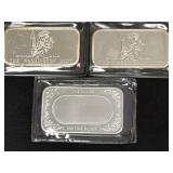 Three One-Ounce .999 Fine Silver Bars by The Washington Mint with American Flag Design