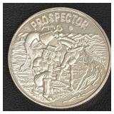 .999 Fine Silver Round, Prospector Design, 1 Troy Ounce