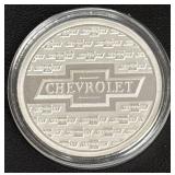 1 oz .999 Fine Silver Chevrolet Logo Round