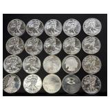 20-Piece Set of Silver Bullion Rounds, Various Designs