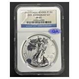 2011 P Eagle Reverse Proof Silver Dollar, NGC PF67, 25th Anniversary Set