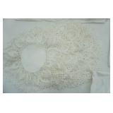 Linens Lot: cloth napkins-white and gold, doilies, table cloth, and white gloves