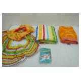 2 Beach Towels 3 Blow-Up Rings For Swimming