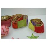 Christmas Ornaments, Tin Stars, Colorful Ribbon