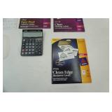 NEW Office Supply Lot: index cards, Calculator, Labels, Business Cards