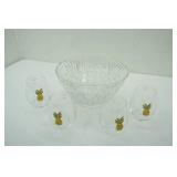 Crystal Punch Bowl & Pineapple Glasses