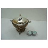 Silver Plated Serving Tray, Pyrex glass dish and Sterno fluid