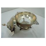 Silver Plated Serving Tray, Pyrex glass dish and Sterno fluid