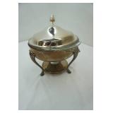 Silver Plated Serving Tray, Pyrex glass dish and Sterno fluid