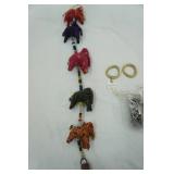 Handmade Elephant Wind Chime, Metal Seashells, Napkin Rings