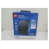 NEW RCA Amplified indoor flat HDTV antenna, new in box, multi-directional, 55 mile range