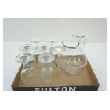 Glass Water Pitcher and 6 Glasses